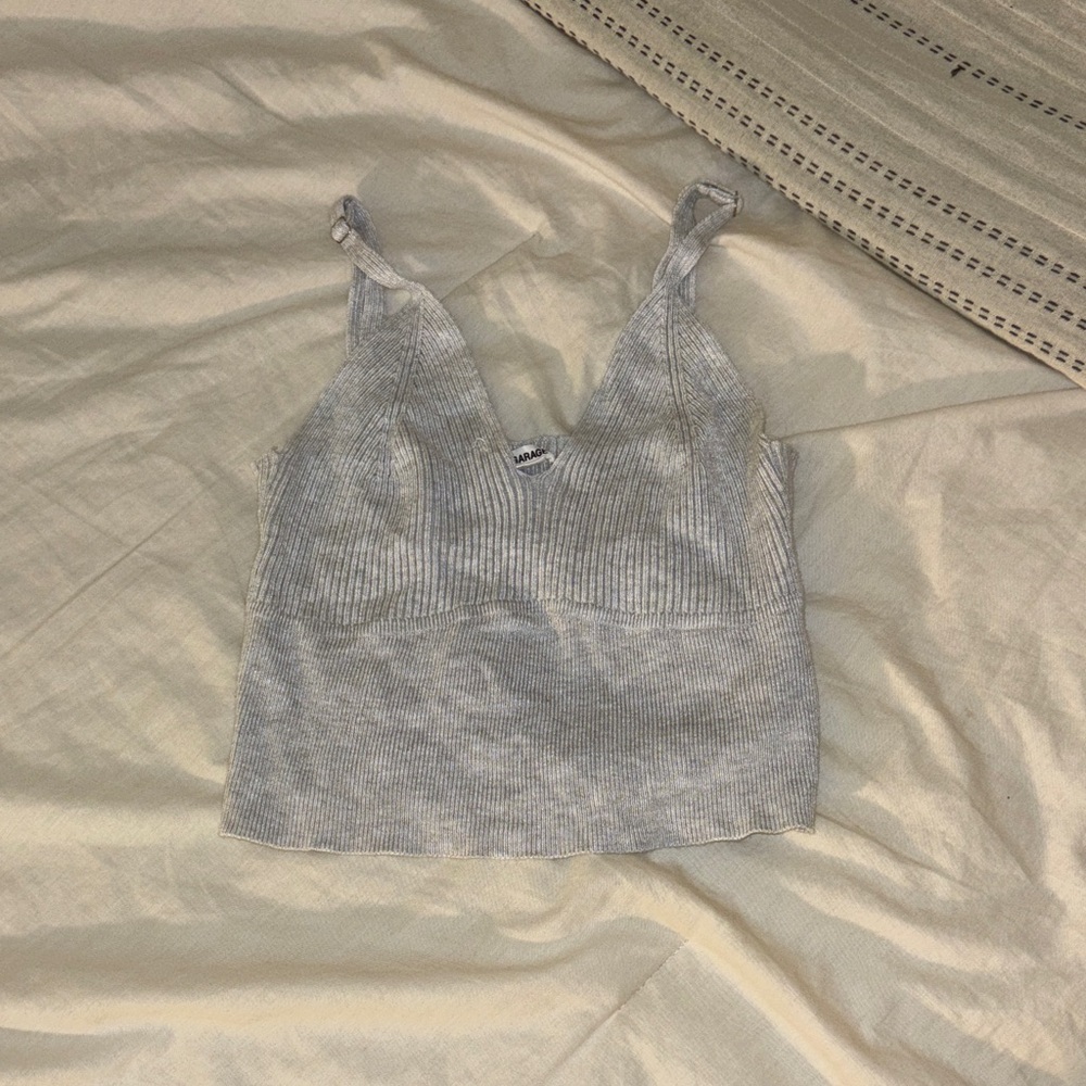 Garage Gray Ribbed Crop Top